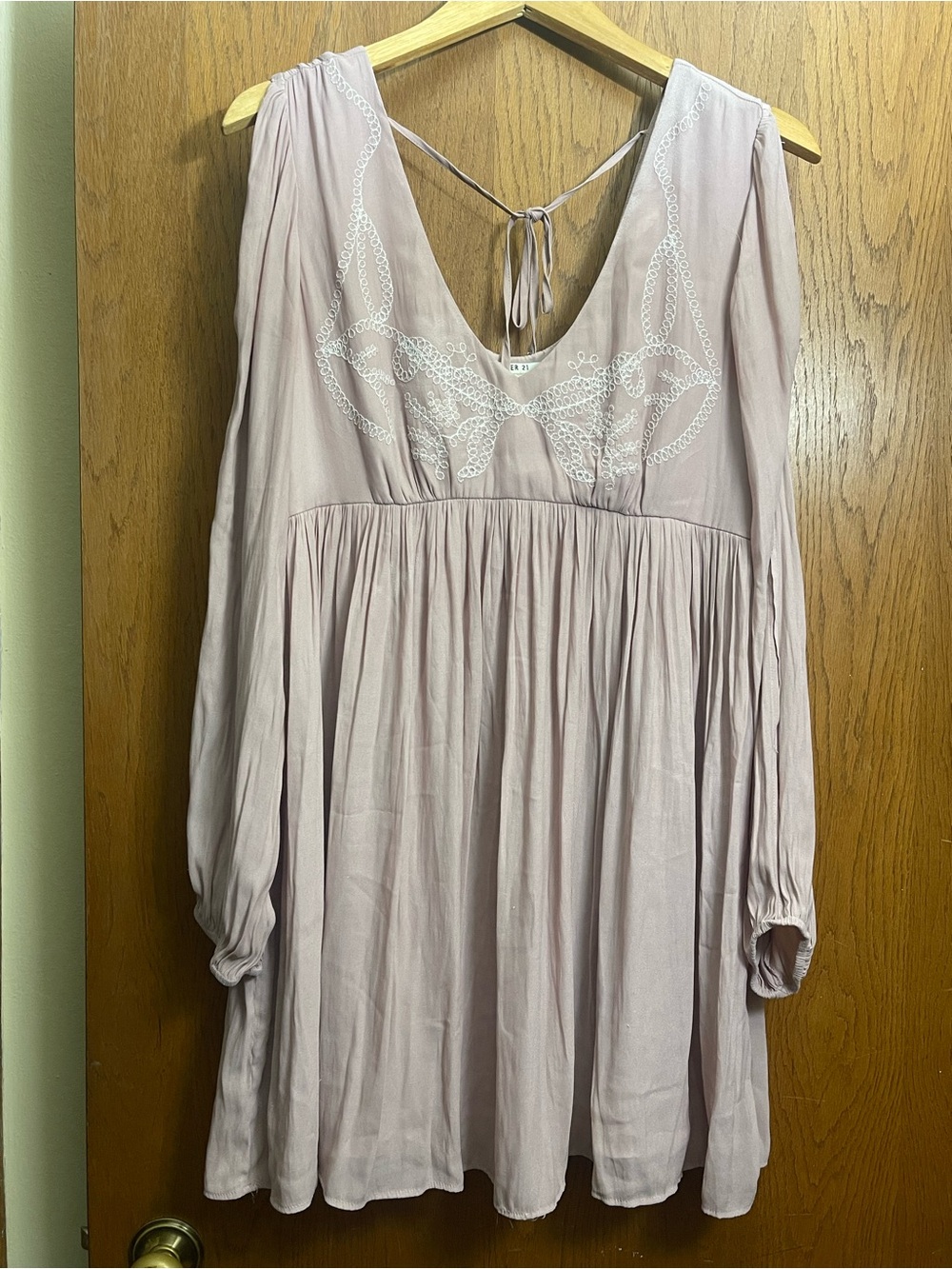 Forever 21 Dusty Rose Embroidered V-Neck Mini Dress